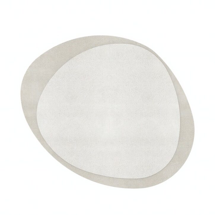 Tapis gris clair en laine pour salon ou chambre forme ovale spécial GALIGAE