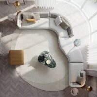 Tapis gris clair en laine pour salon ou chambre forme ovale spécial GALIGAE