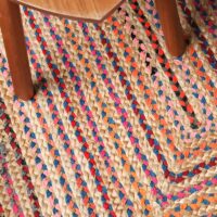 Tapis jonc de mer et jute coloré multicolore de décoration bohème chic