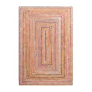 Tapis jonc de mer et jute coloré multicolore de décoration bohème chic
