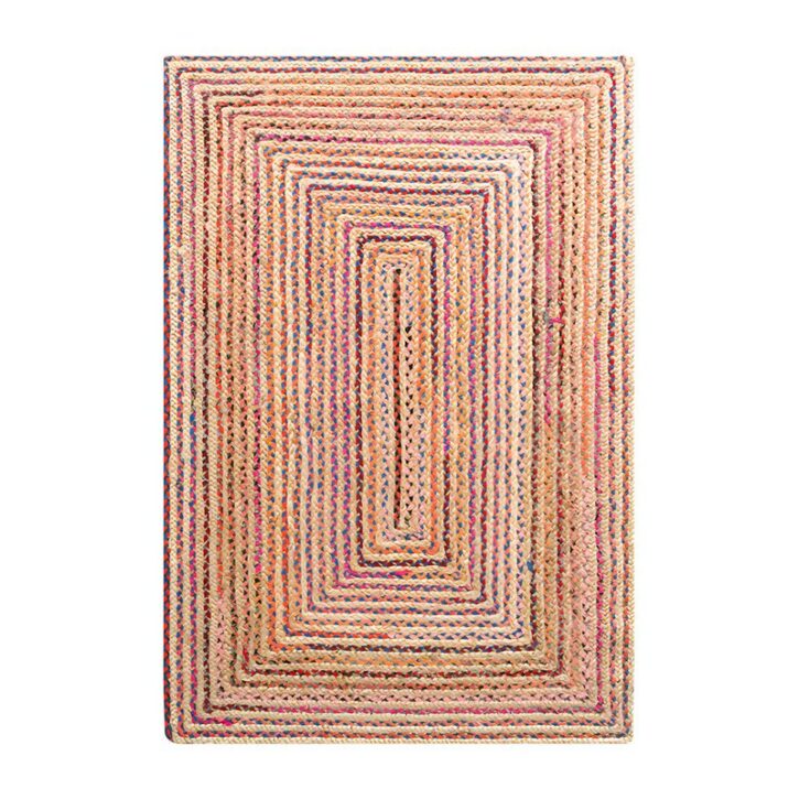 Tapis jonc de mer et jute coloré multicolore de décoration bohème chic
