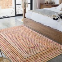 Tapis jonc de mer et jute coloré multicolore de décoration bohème chic