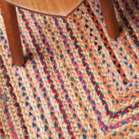 Tapis jonc de mer et jute coloré multicolore de décoration bohème chic