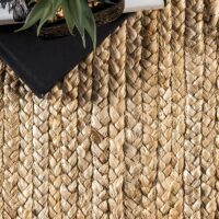 Tapis jonc de mer et jute fait main style shabby chic et bohème