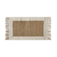 Tapis jonc de mer et jute rectangulaire beige et marron avec froufous ETNA