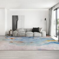 Tapis kilim abstrait monde marin tendance pour salon PUXU