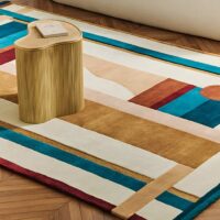 Tapis kilim coloré formes géométriques abstraites pour salon PUXU