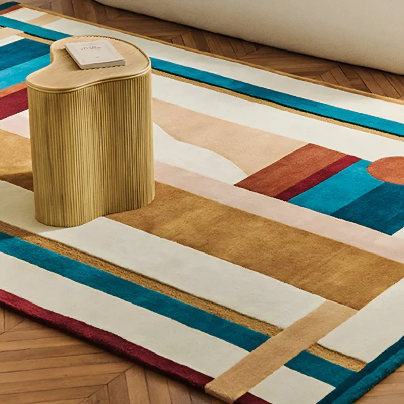 Tapis kilim coloré formes géométriques abstraites pour salon PUXU