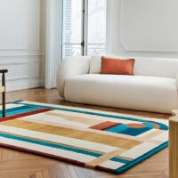 Tapis kilim coloré formes géométriques abstraites pour salon PUXU
