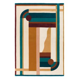 Tapis kilim coloré formes géométriques abstraites pour salon PUXU