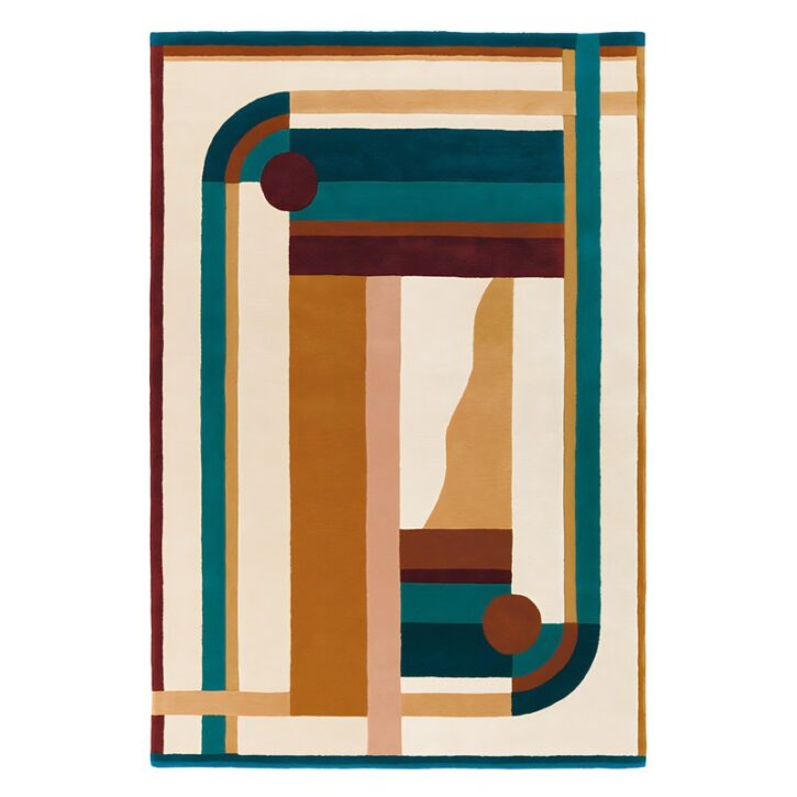 Tapis kilim coloré formes géométriques abstraites pour salon PUXU