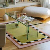 Tapis kilim ethnique rectangle jaune avec couleurs vives PUXU