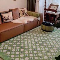 Tapis kilim vert motifs ethniques traditionnels PUXU