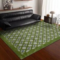 Tapis kilim vert motifs ethniques traditionnels PUXU