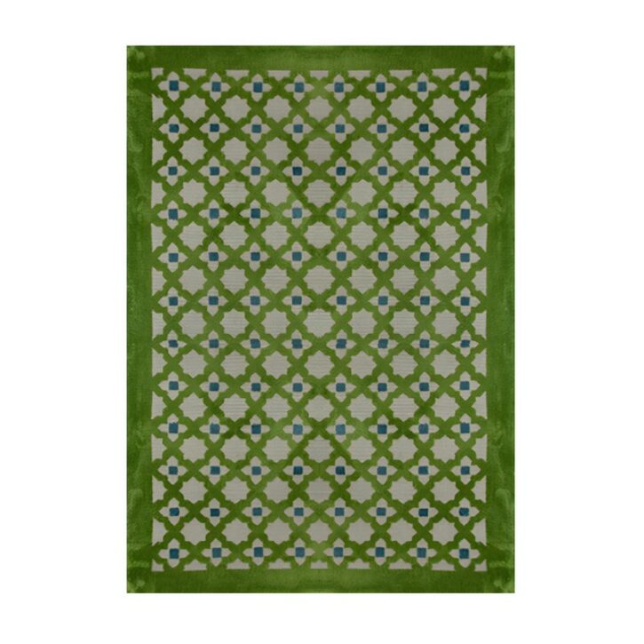 Tapis kilim vert motifs ethniques traditionnels PUXU
