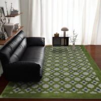 Tapis kilim vert motifs ethniques traditionnels PUXU