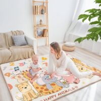 Tapis mousse bébé épais d’éveil avec dessins animaux ludiques