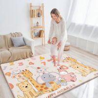 Tapis mousse bébé épais d’éveil avec dessins animaux ludiques