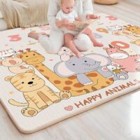 Tapis mousse bébé épais d’éveil avec dessins animaux ludiques