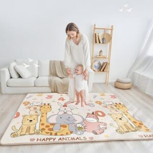 Tapis mousse bébé épais d’éveil avec dessins animaux ludiques