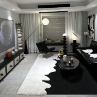 Tapis noir et blanc bi-texture design effet neige LOSTONE