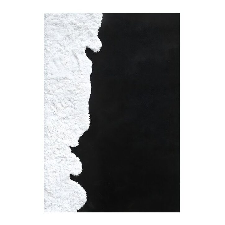 Tapis noir et blanc bi-texture design effet neige LOSTONE