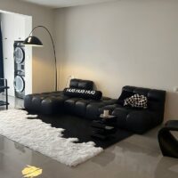 Tapis noir et blanc bi-texture design effet neige LOSTONE