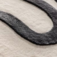 Tapis noir et blanc cassé rectangulaire motifs abstraits lignes entrelacées PUXU
