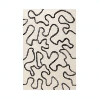 Tapis noir et blanc cassé rectangulaire motifs abstraits lignes entrelacées PUXU