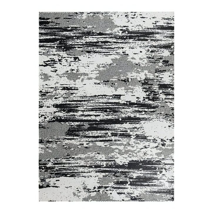 Tapis noir et blanc poils épais style contemporain CARPETIO