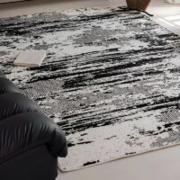 Tapis noir et blanc poils épais style contemporain CARPETIO