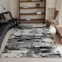 Tapis noir et blanc poils épais style contemporain CARPETIO