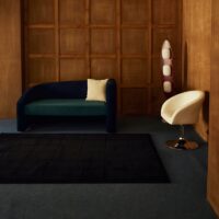 Tapis noir fait main art rétro italien PUXU