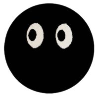 Tapis noir rond avec yeux blancs design et tendance BILE