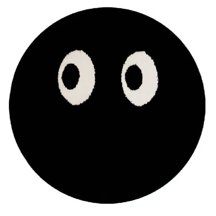 Tapis noir rond avec yeux blancs design et tendance BILE
