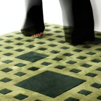 Tapis oriental à carreaux géométriques verts épais ARTO DESIGN