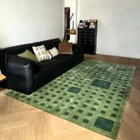 Tapis oriental à carreaux géométriques verts épais ARTO DESIGN