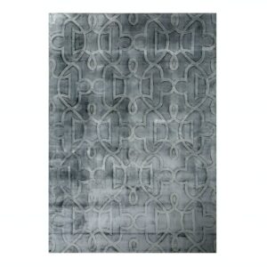 Tapis oriental gris avec reflets bleus motifs ethniques GILLES