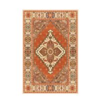 Tapis oriental rectangulaire orange motifs traditionnels LANMUII