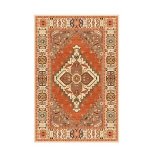 Tapis oriental rectangulaire orange motifs traditionnels LANMUII