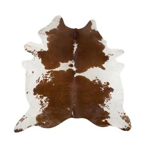 Tapis peau de vache blanche et marron vegan imitation cuir décoration de maison