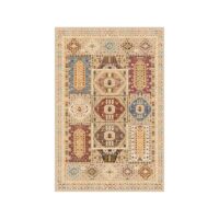 Tapis persan beige avec motifs colorés ethniques LANMUI