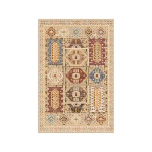 Tapis persan beige avec motifs colorés ethniques LANMUI