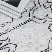 Tapis persan blanc cassé traditionnel style ethnique rectangulaire PEACE
