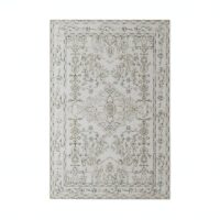 Tapis persan blanc cassé traditionnel style ethnique rectangulaire PEACE