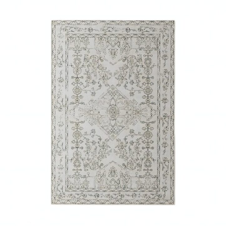Tapis persan blanc cassé traditionnel style ethnique rectangulaire PEACE