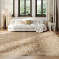 Tapis persan marron traditionnel style ethnique rectangulaire PEACE
