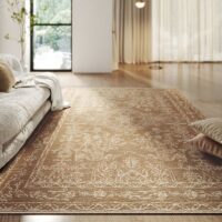 Tapis persan marron traditionnel style ethnique rectangulaire PEACE