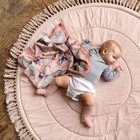 Tapis pour bébé rond rose de jeux et d’éveil EDDY