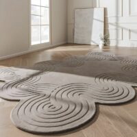Tapis pour salon marron design contemporain forme originale PUXU